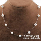 AA Freshwater Pearl Tin Cup Necklace with 925 Sterling Silver White Gold Plating Chain