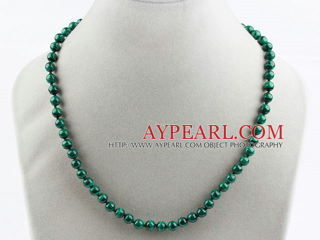 A Grade 6mm Natural Malachite Beaded Necklace