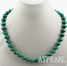 A Grade 10mm Natural Malachite Beaded Necklace