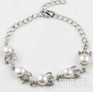 Fashion Style Mabe White Freshwater Pearl Metal Bracelet with Adjustable Chain