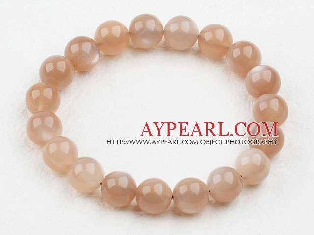 10mm ronde Couleur Orange Moonstone Bracelet élastique