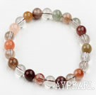 Rond Couleur 8mm multi Qutilated Quartz Bracelet en perles bracelet élastique