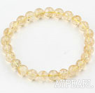 8mm Rund Natural Citrin Beaded Elastic Bangle Bracelet