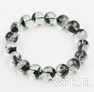 10mm Round A Grade Green Phantom Beaded Elastic Bangle Bracelet