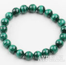 9mm Round A Grade Malachite Beaded Elastic Bangle Bracelet