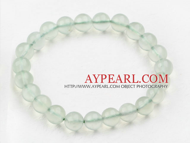 10mm en Grade Prehnite Beaded Elastic Bangle Bracelet