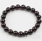 7.5mm en Grade Round Garnet Beaded Elastic Bangle Bracelet