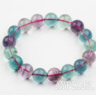 12mm A Grade Multi Color Fluorite Beaded Elastic Bangle Bracelet