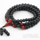 Obsidian et bracelet prière Cornaline (Total 108 perles)