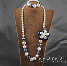 A Grade Süßwasser-Zuchtperlen und Shell Perlen und Cats Eye Set (Halskette und Matched Bracelet)