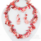 Hot Pink Series Hot Pink Pearl Shell and Cherry Quartz Set ( Necklace Bracelet and Matched Earrings )