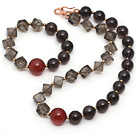 Wholesale Brown Series Assorted Smoky Quartz and Carnelian Set ( Necklace and Matched Bracelet )