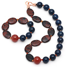 Assorti Bleu Agate et couleur d'or Swan Pierre Set (Collier et bracelet matached)