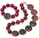 Rose Rose Agate et Golden Swan Pierre Set (Collier et bracelet assorti)