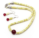 Wholesale Abacus Shape Lemon Stone and Carnelian Set ( Necklace and Matched Earrings )