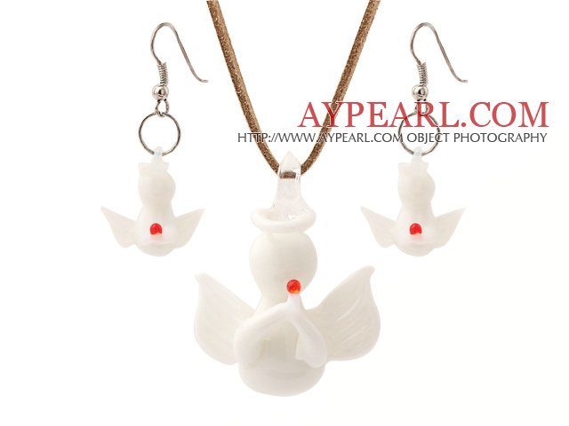 Fashion White Ceramic Christmas/Xmas Angel Sets (Necklace With Matched Earrings)