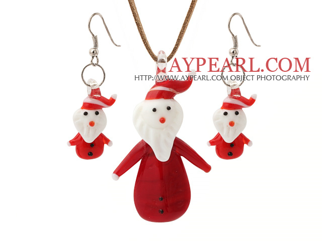 Trevlig Ceramic Jul / Xmas Far hängande halsband med matchande örhängen Set