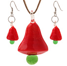 Fashion céramique rouge de Noël / Xmas Tree Collier avec pendentif appariés boucles d'oreille place