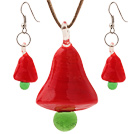 Fashion Red Ceramic Christmas/Xmas Tree Pendant Necklace With Matched Earrings Sets