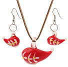 Belle céramique rouge de Noël / Xmas Hat Collier avec pendentif appariés boucles d'oreille place