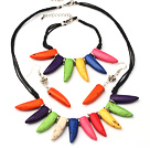 Wonderful Multi Color Ox-Horn Shape Turquoise Sets (Necklace With Matched Bracelet And Earrings)