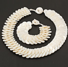 Beautiful 15mm Layer Style Disc Shape White Shell Necklace Bracelet Sets
