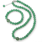 Mode ronde naturelle Aventurine collier perlé Avec assortie bracelet élastique Ensemble de bijoux