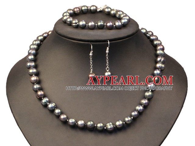 Fashion Natural Round Phoenix Stone Beaded Necklace With Matched Elastic Bracelet Jewelry Set