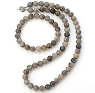Nice Natural 8mm Round Snow Stone Beaded Necklace With Matched Elastic Bracelet Jewelry Set
