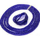 Beautiful Multi Strands Manmade Blue Crystal Necklace Bracelet Sets With Magnetic Clasp
