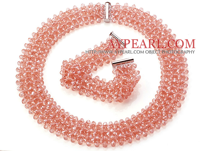 Populære Multi Strands Handmade Pink Crystal Stiller ( elimineres kjede med matchet armbånd )