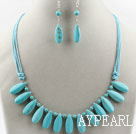 Long Drop Shape Turquoise Set ( Necklace and Matched Earrings )