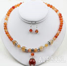 Naturel Set Agate couleur (Collier et boucles d'oreilles appariées)