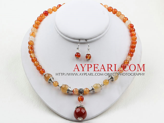 Naturel Set Agate couleur (Collier et boucles d'oreilles appariées)