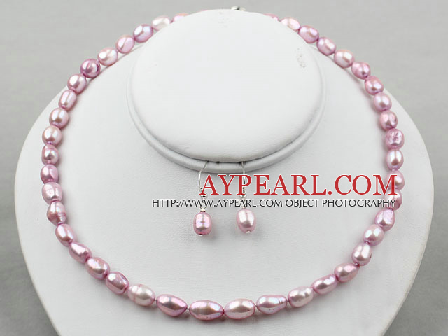 8-9mm Purple Baroque Pearl Set ( Necklace and Matched Earrings )