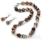 Brazil Stripe Faceted Agate Set ( Necklace and Matched Earrings )