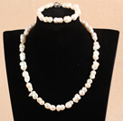 Fashion Mother Gift 10-11mm Natural White Peanut Pearl Jewelry Set With Heart Clasp(Necklace & Bracelet)