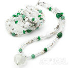 White and Green Series Clear Crystal and Green Candy Jade and White Porcelain Stone Set
