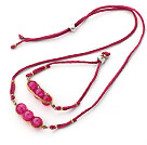 Rose Wire Series Pink τυλιγμένα Rose Pink Agate Pea κρεμαστό κόσμημα που με δέρμα (κολιέ και βραχιόλι Συμφωνήθηκε)