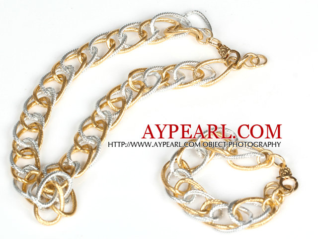 Guldpläterade Aluminium Chain Set (Halsband och matchade Armband)