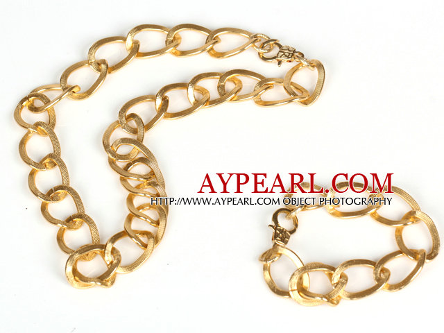 Gold überzogenes Aluminium Kettensatz (Halskette und Armband Matched)