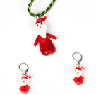 Christmas Santa Clau Jewelry Set Necklace with Matched Earrings