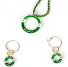 Christmas Ring Jewelry Set Necklace with Matched Earrings
