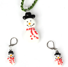 Christmas Snowman Jewelry Set Necklace with Matched Earrings