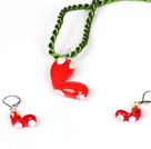 Christmas Stocking Jewelry Set Necklace with Matched Earrings