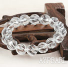 12mm Natural Clear Crystal Twist Beaded Elastic Bangle Bracelet