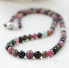 Naturlig Round Tourmaline Beaded Necklace (Du kan velge låsen selv)