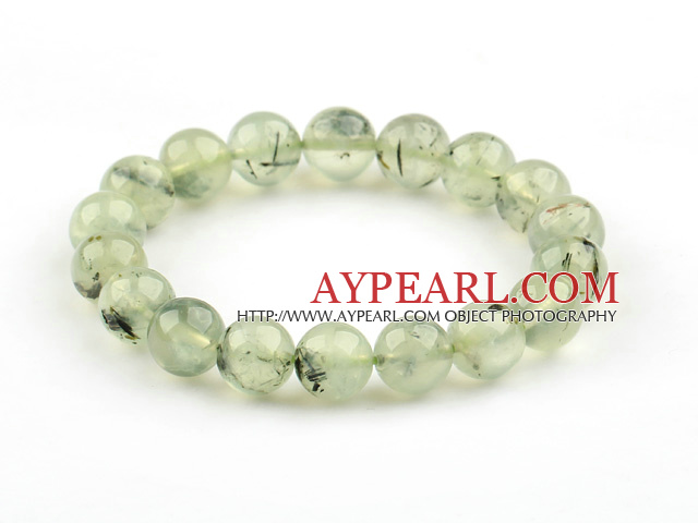 10mm ronde extensible Prehnite naturel perlée Bracelet