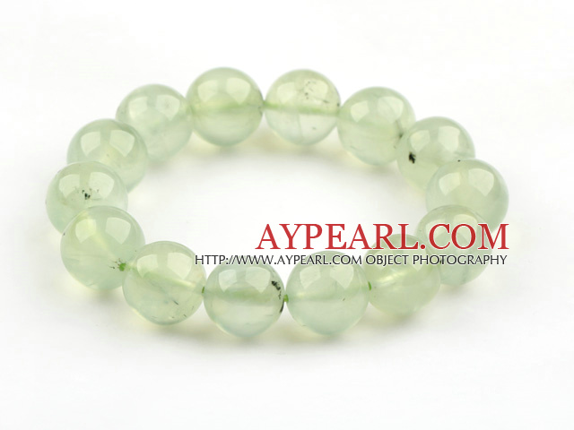 13mm ronde extensible Prehnite naturel perlée Bracelet