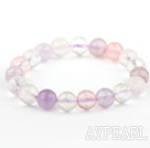 10mm Pink Series Natural Faceted Multi Color Crystal Beaded Elastic Bangle Bracelet